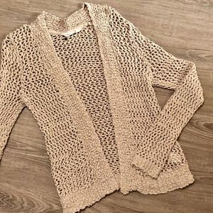 Beige Lucky Brand crochet cardigan
